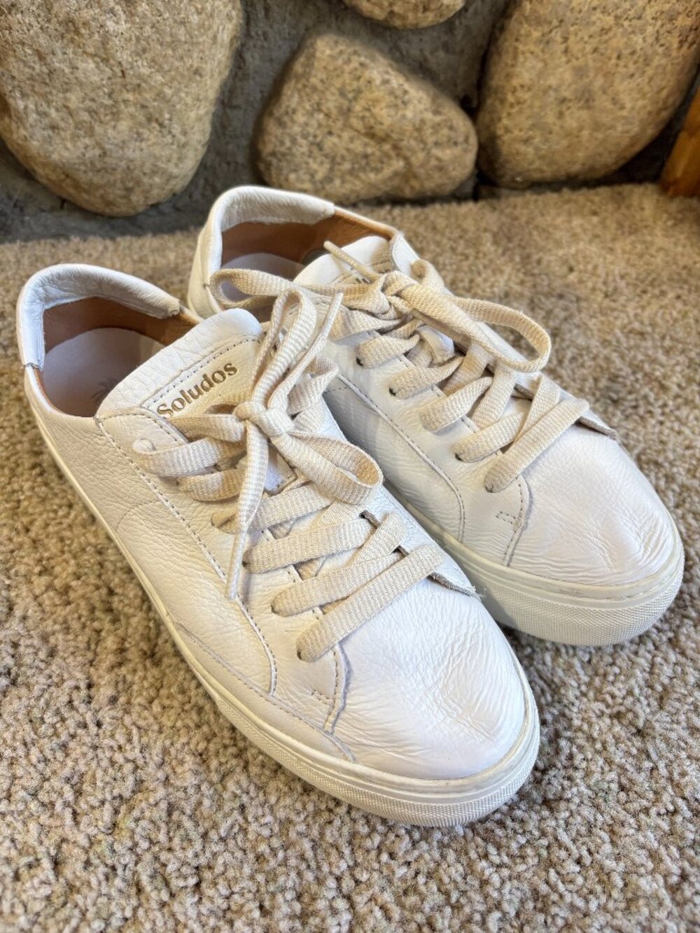 Soludos White Leather Platform Sneaker Size 7